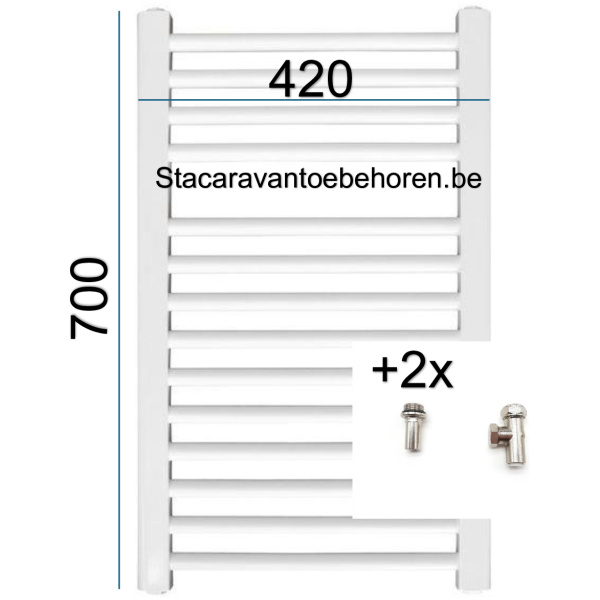 Badkamer radiator voor stacaravan 700x420mm wit